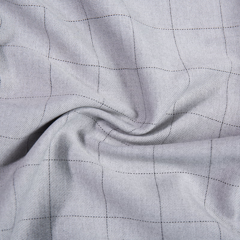 FX54237 Reka Bentuk Tersuai Polyester Viscose Check Fabric With Spandex untuk Seragam